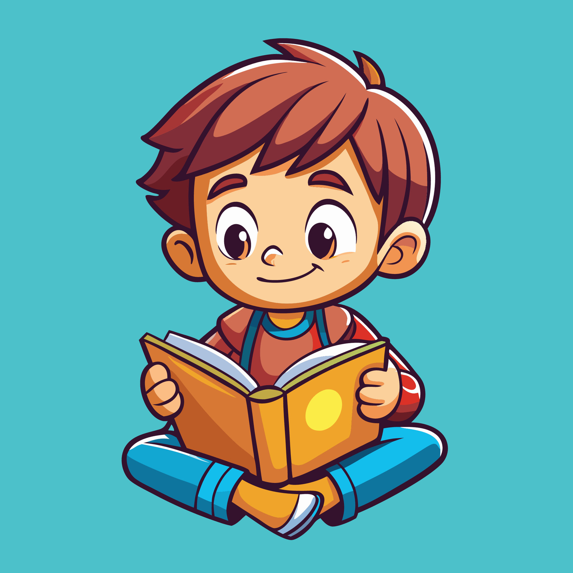 boy reading a book Image by Vecteezy