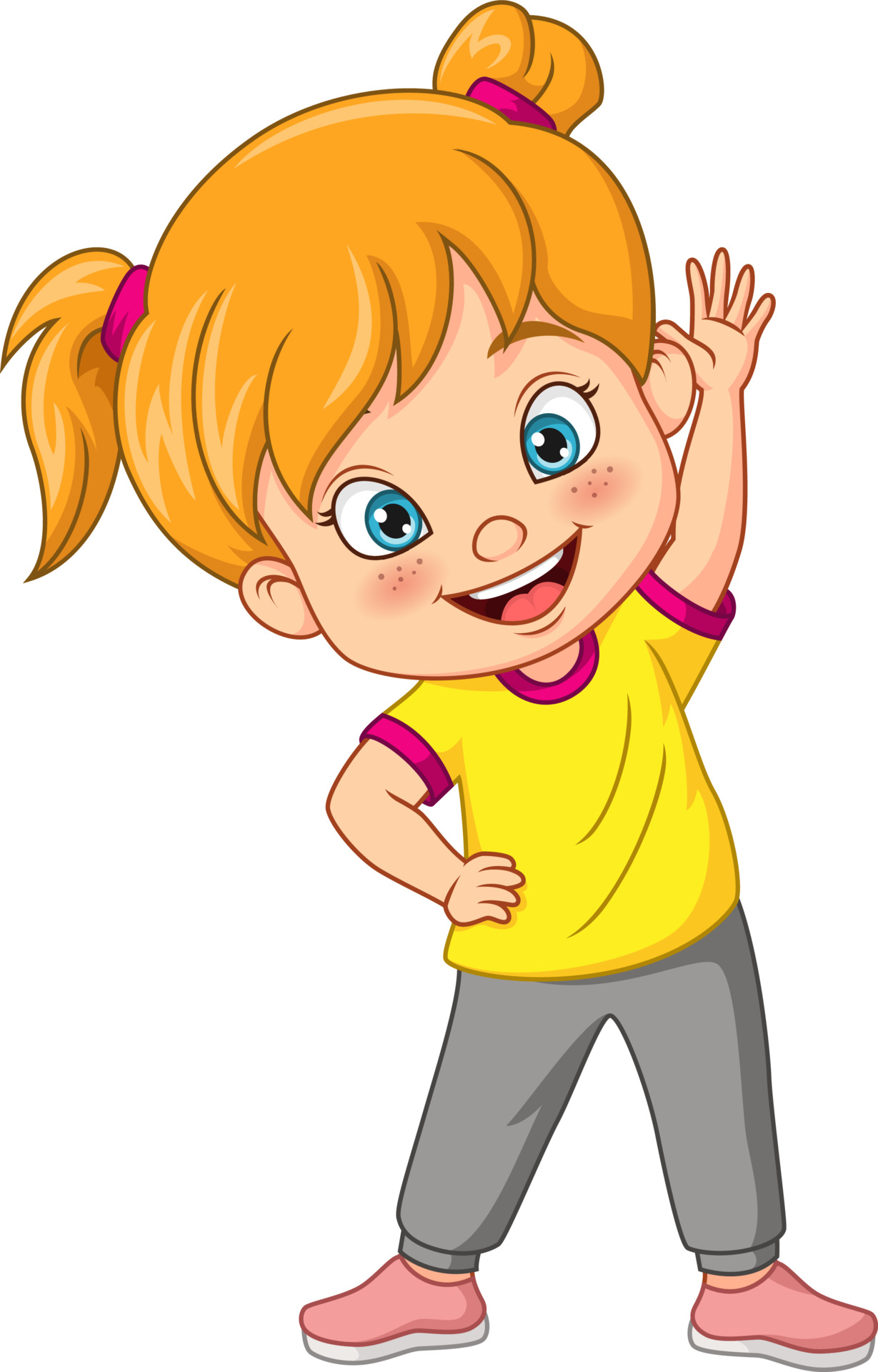 cartoon girl waving Image by Vecteezy.com
